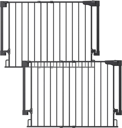 Cumbor 29.2-43" White Baby Gate for Stairs, Wall-Mounted, Expandable Dog Gate with Auto Close Walk Thru