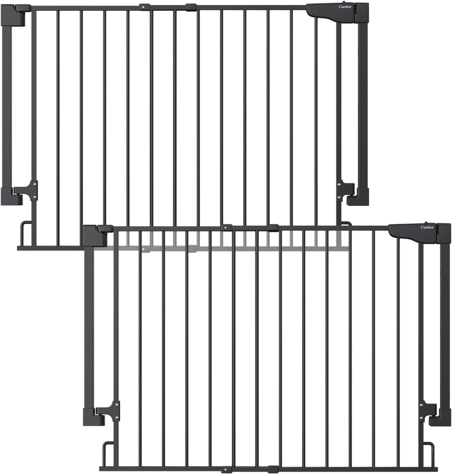 Cumbor 29.2-43" White Baby Gate for Stairs, Wall-Mounted, Expandable Dog Gate with Auto Close Walk Thru