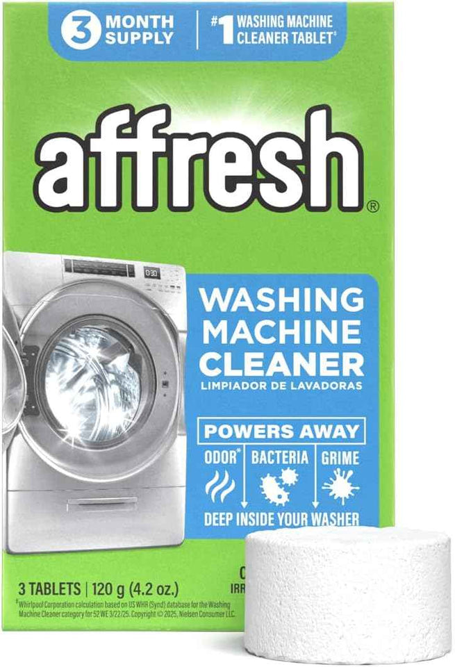 Affresh Washing Machine Cleaner, Helps Power Away Odor Causing Bacteria & Grime Deep Inside Pump, Valve & Hoses, 6 Time Release Tablets, 6 Month Supply