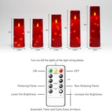Flameless LED Candles with Timer 5 Pc Flickering Flameless Candles for Romantic Ambiance and Home Decoration Stable Acrylic Shell,with Embedded Star String，Battery Operated Candles（Red）