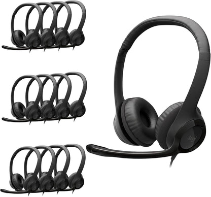 Logitech H390 black stereo wired headset with noise cancelling mic for PC, laptop, Chromebook