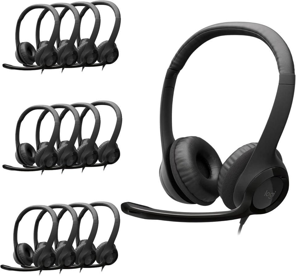 Logitech H390 black stereo wired headset with noise cancelling mic for PC, laptop, Chromebook