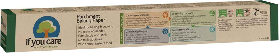 Non-Toxic Unbleached Parchment Paper, 70 sq ft, Silicone Coated, Chlorine-Free, Dishwasher Safe