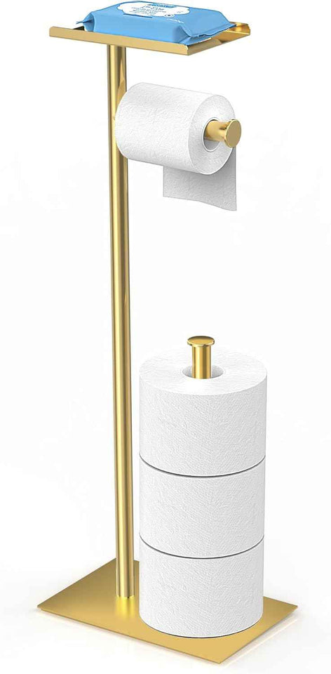 CISILY Black Toilet Paper Holder Stand with Phone Shelf, Bathroom Toliet Decor Decoration. Tissue Roll Free Standing Storage, Rv Accessories, Apartment Restroom Household Home Essentials