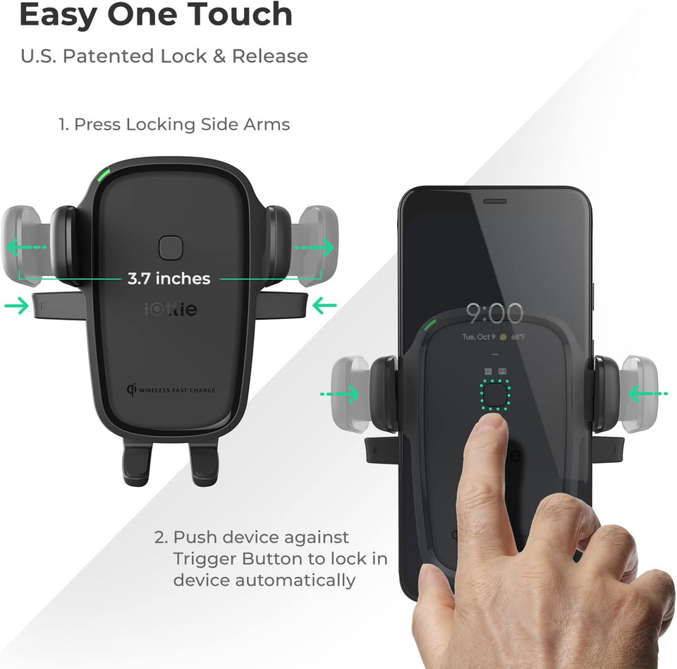 iOttie Car Charger Easy One Touch Wireless 2 Qi Charging DasBVoard Phone Mount for iPhone, Samsung Galaxy, Huawei, LG, Smartphones