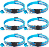 Nylon 6 Pack Reflective Cat Collar with Bell and Breakaway Buckle Adjustable 19-32cm Mixed Colors