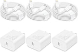 CXX Fast Charger for iPhone [3-Pack, MFi Certified], 20W USB-C PD Block with 6Ft Charging Cable Compatible with iPhone 14/13/12/11/Pro Max & iPad