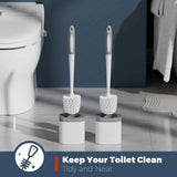 2-Pack Bathroom Toilet Brush Set with Holder, White - Durable Cleaning Bristles for Toilet Bowl