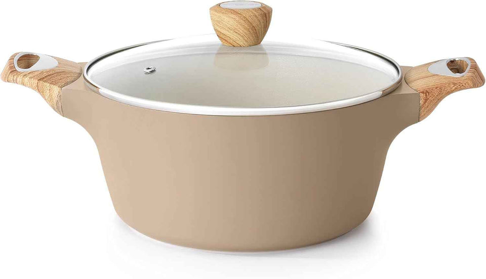SENSARTE Ceramic Nonstick Stock Pot with Lid, 2.6/4.5/6.6/8.5 QT Soup Pot Casserole Pot, Non-toxic Healthy Pasta Pot, Large Cooking Pot Stew Pot, Induction Compatible, PFOA PFAS PTFE Free, White