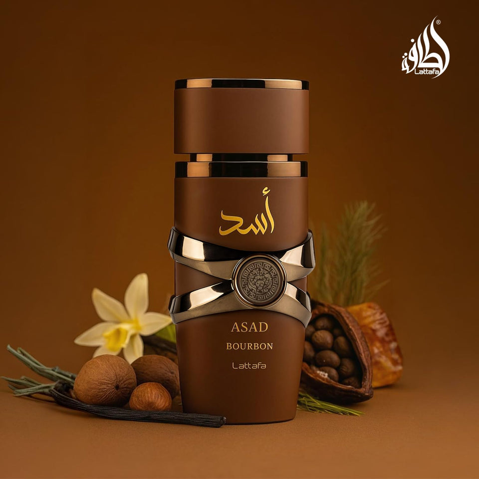 Lattafa Asad Bourbon for Unisex Eau de Parfum Spray, 3.4 Ounce / 100 ml
