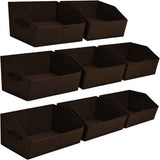 Closet Organizers Bins 6 Packs - Large Closet Shelf Organizer with Handles, Fabric Trapezoid Storage Bins, Collapsible Storage Cubes for Clothes, Towels, Light Gray
