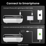 HAPPRUN Native 1080P Bluetooth Mini Projector, Full HD Portable Outdoor Movie Projector with Built-in Speaker, Compatible with Smartphone, HDMI, USB, AV, Fire Stick, PS5 for Home, Bedroom, Outdoor Use