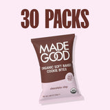 MadeGood Soft Baked Gluten-Free Chocolate Chip Mini Cookies, 30 Count, Perfect for School, Camping, or Movie Snacks