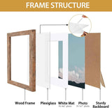 Califortree 5x7 Picture Frame - Can Display Photo 4x6 with Mat, Wood Frame with Shatterproof Plexiglass, Horizontal and Vertical Display for Wall and Tabletop, Rustic Brown