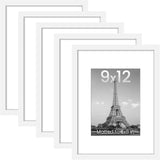 upsimples 11x14 Picture Frame Set of 5, Display Pictures 8x10 with Mat or 11x14 Without Mat, Wall Gallery Photo Frames, Black