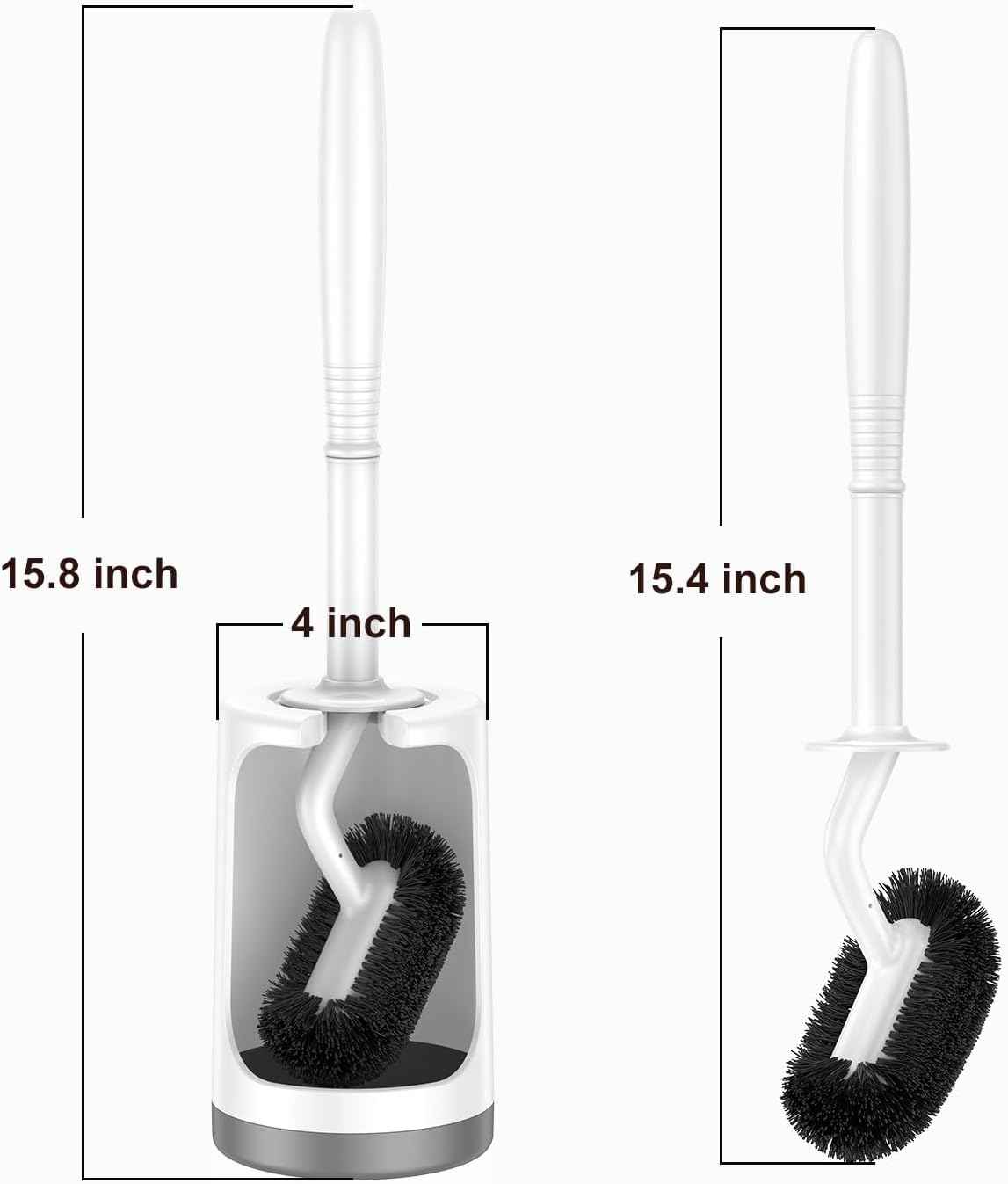 White hamitor curved toilet brush holder set for small rv bathrooms with hidden scrubber and compact design