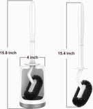 White hamitor curved toilet brush holder set for small rv bathrooms with hidden scrubber and compact design