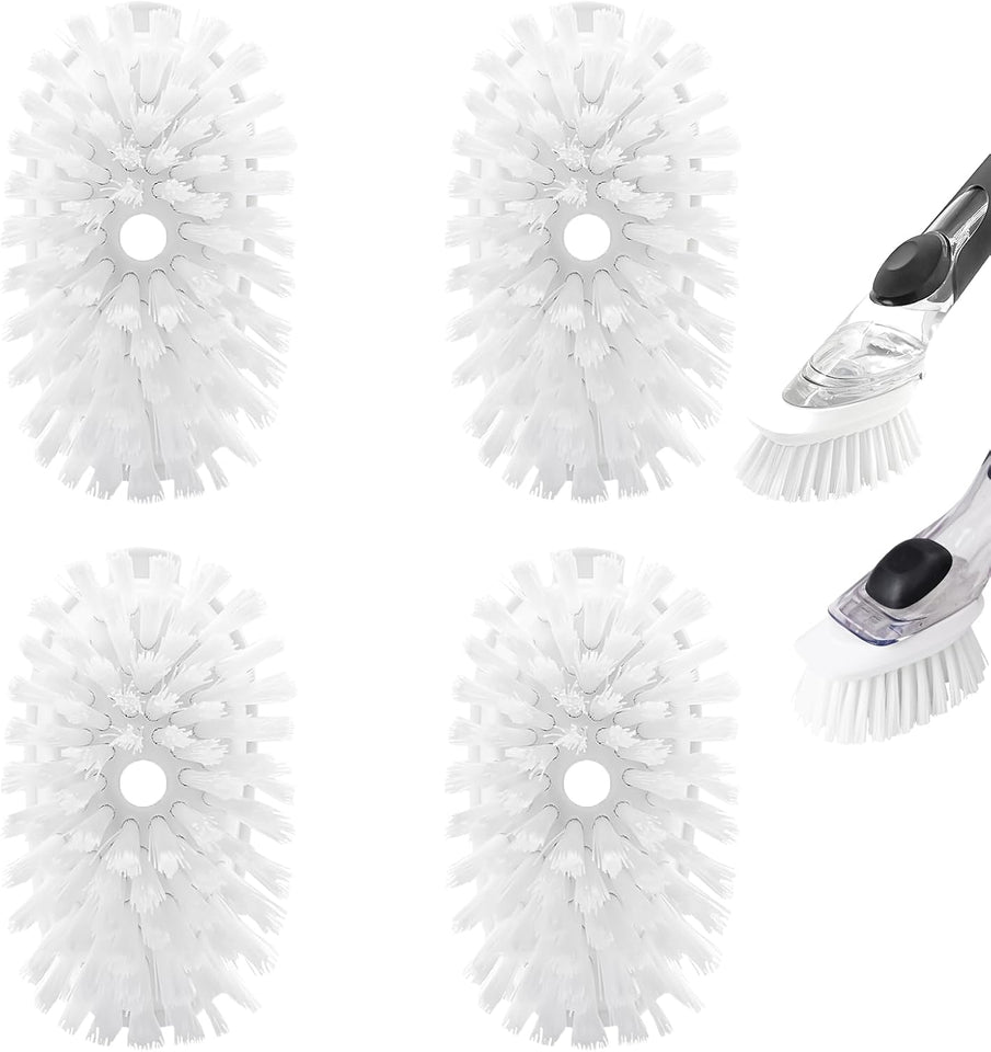 Brush Refills for OXO Dish Brush - 4 Pack Dish Brush Cleaning Soap Dispensing Head Replacement for Scrubber (White)