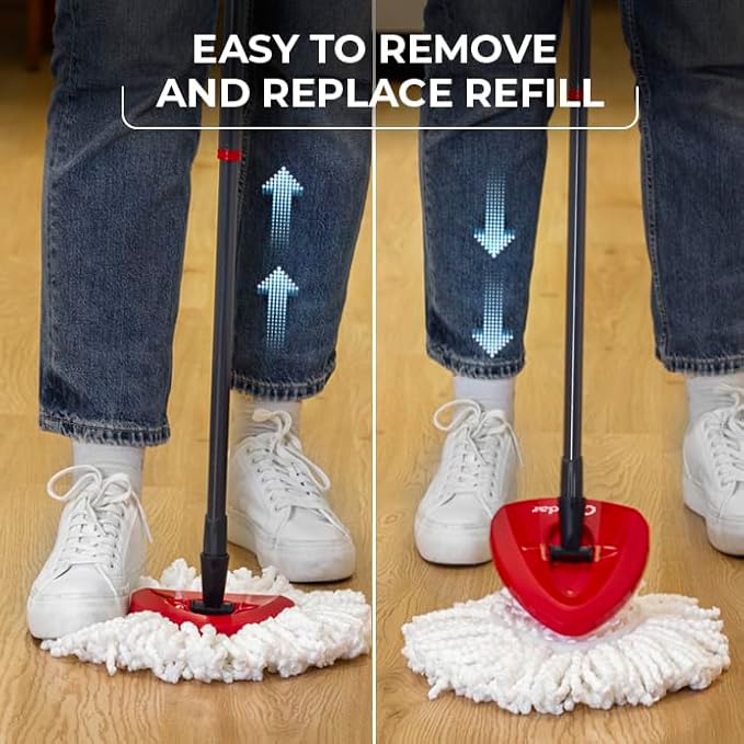 O-Cedar EasyWring Microfiber Spin Mop, Bucket Floor Cleaning System, Red, Gray, Standard - Rayz Mart