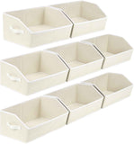 Closet Organizers Bins 6 Packs - Large Closet Shelf Organizer with Handles, Fabric Trapezoid Storage Bins, Collapsible Storage Cubes for Clothes, Towels, Light Gray