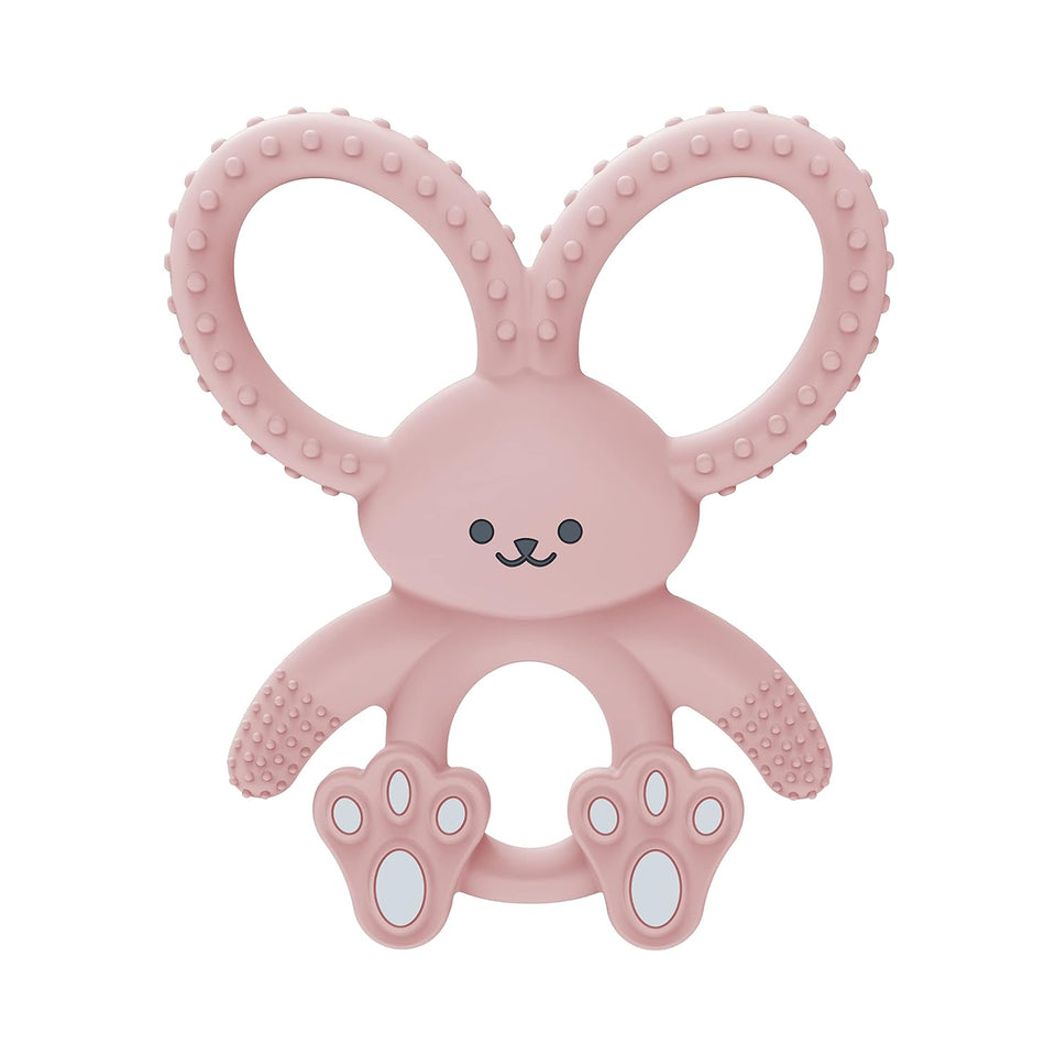 Dr. Brown's soft 100% silicone, BPA free, teething toy for 3m+ babies, pink bunny design