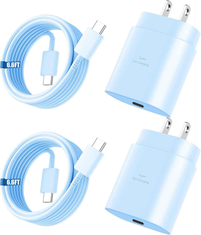 Super Fast Charger Type C, 25W USB C Wall Charger Fast Charging for Samsung Galaxy S25 Ultra/S25/S25+/S24+/S24 Ultra/S24/S24+/S23 Ultra/S22 Ultra/S21 with 10FT Long Android Type C Charger Cable 2Pack