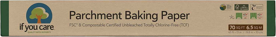 Non-Toxic Unbleached Parchment Paper, 70 sq ft, Silicone Coated, Chlorine-Free, Dishwasher Safe