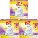 Glad ForceFlex Tall Kitchen Drawstring Trash Bags, 13 Gal, Gain Lavender, 80 Ct (Package May Vary)