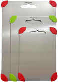 Titanium Cutting Board - 100% Pure Titanium Cutting Boards for Kitchen, Non toxic, Dishwasher safe and with Non slip silicon pads for stable and water resistance cutting (Large)