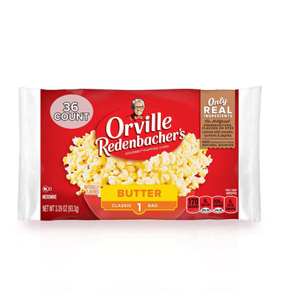 Orville Redenbacher’s Microwave Popcorn, Butter Flavor, 3g Fiber Per Serving, 3.29 oz., 36-Count