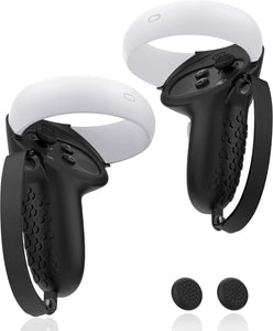 AMZDM Controller Grip for Oculus Quest 2 Accessories Grips Cover for VR Touch Controllers Covers Protector with Non-Slip Thumb Grips 1Pair Black