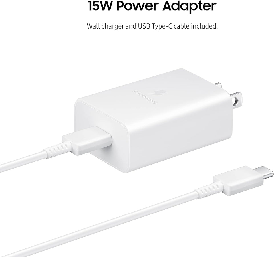 SAMSUNG 15W Wall Charger Type C (USB-C Cable Included), White
