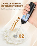 SIMPLETaste Rechargeable Milk Frother Wand Handheld, Dual Coil Whisk Head Drink Mixer, USB-C Electric Whisk with Stainless Steel Whisk for Coffee, Lattes, Cappuccino, Matcha, Hot Chocolate& Creamer