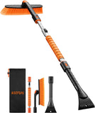 astroai 47.2 inch ice scraper with extendable snow brush and 360° pivoting head for cars and trucks (orange)