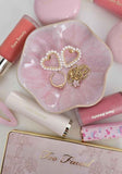 Lotus Leaf Shape Pink Ceramic Trinket Tray Jewelry Dish Organizer Necklace Earrings Home Decoration Key Bowl