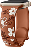 Witzon Floral Band Compatible with Apple Watch Bands For Women 40mm 41mm 38mm 42mm 44mm 45mm 46mm 49mm, Engraved Cute Flower Silicone Dressy Strap for iWatch Series 11 10 9 8 7 6 5 4 3 2 SE Ultra
