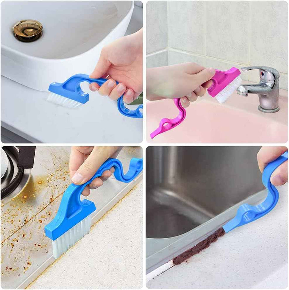 6pc hand-held groove gap cleaning tools crevice brush kit with collapsible dustpan for easy cleaning