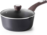 SENSARTE Ceramic Nonstick Sauce Pan with Lid, 3.0 Quart Saucepan with Double Spout, Large Cooking Pot, Non toxic Kitchen Sauce Pot, Non stick Saucier Pan, Induction Cookware, PFOA PTFE PFAS Free