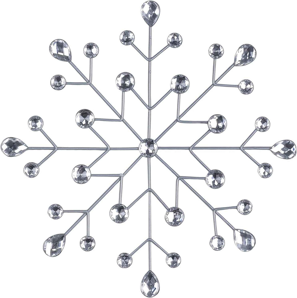 hogardeck Metal Flower Wall Decor, 11inch Silver Metal Jeweled Wall Art Bling Crystal Home Décor, Sun Burst Rhinestone Wall Hanging Diamond Accents for for Indoor, Outdoor, Living Room, Bedroom