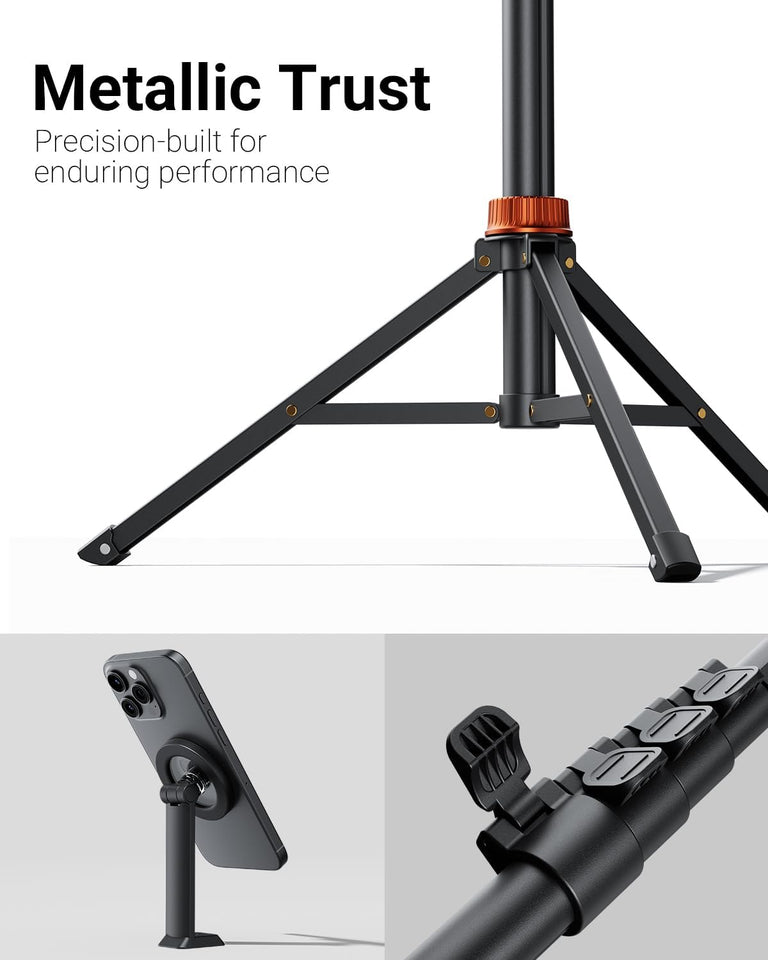 VIMOSE Phone Tripod, Tripod for iPhone with Remote & Strong Magnetic Holder for Magsafe, Stable Cell Phone Tripod for Video Recording, Essential Tripod & Monopod Accessories for iPhone/Android (66")