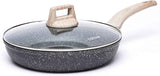 CAROTE Non-Stick Frying Pan Skillet with Glass Lid, PFOA-Free, 10-Inch Classic Granite