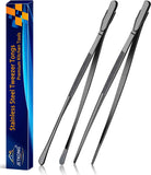JETKONG 2 Pcs 12-Inch Kitchen Tweezers Fine Tweezer Tongs, Extra-Long Stainless Steel Cooking Tweezers (Silver)