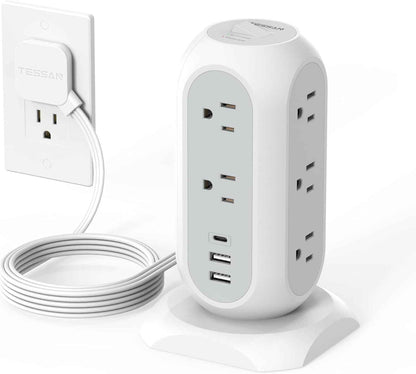 tessan 11 outlet power strip with 3 usb 1 usb c 1625w surge protector 6 feet extension cord