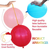 LEEZZIZZ 30Pcs Punch Balloons, Thickened Neon Punching Balloon Heavy Duty Party Favors for Kids with Rubber Band Handle, Bouncy Balls for Birthday Weddings Goodie Bag Stuffer Supply