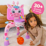 move2play giraffe basketball hoop & soccer goal activity center for 1, 2, 3+ year old