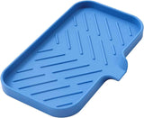 Silicone Bathroom Soap Dishes with Drain Spout-Bathroom and Kitchen Sink Organizer,Sponge Holder,Dish Soap Tray,Perfect for Dispenser,Scrubber,Bottle,Cup on Sink or Counter-Black 4.9"×3.2"