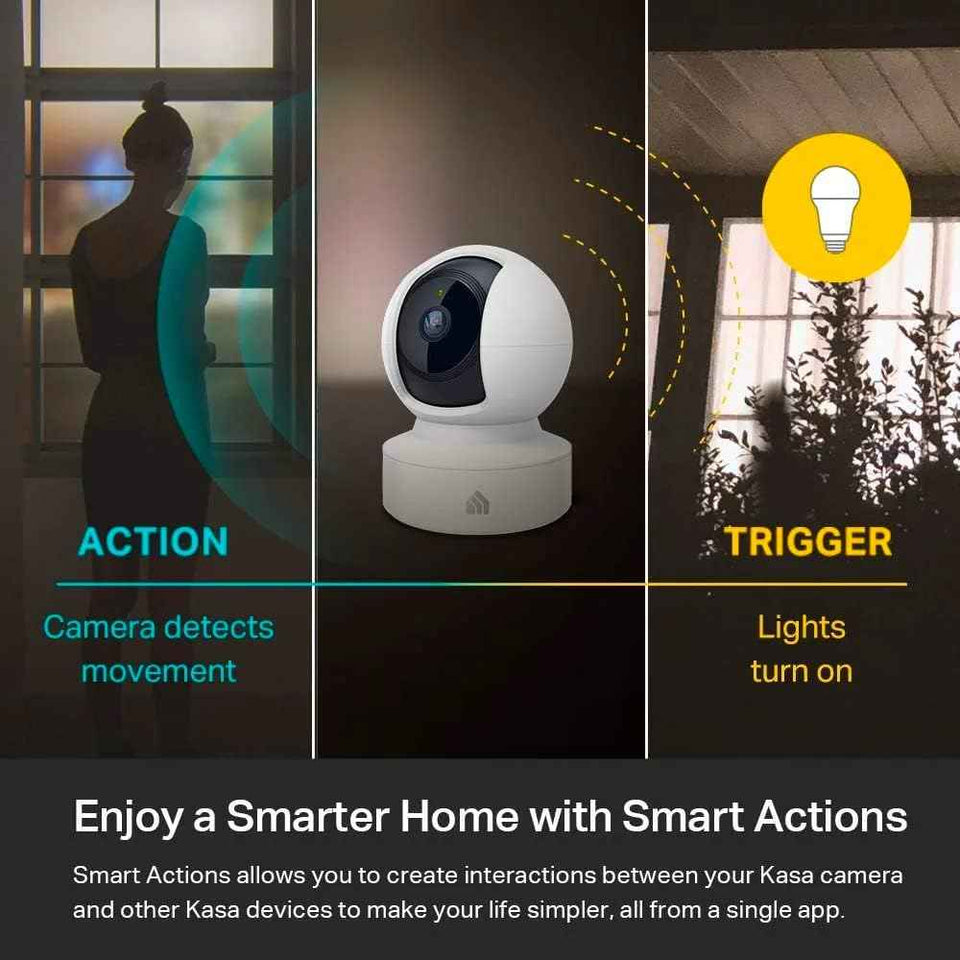 Kasa EC70 Indoor Pan/Tilt 1080p HD security camera with night vision, motion detection, and cloud storage