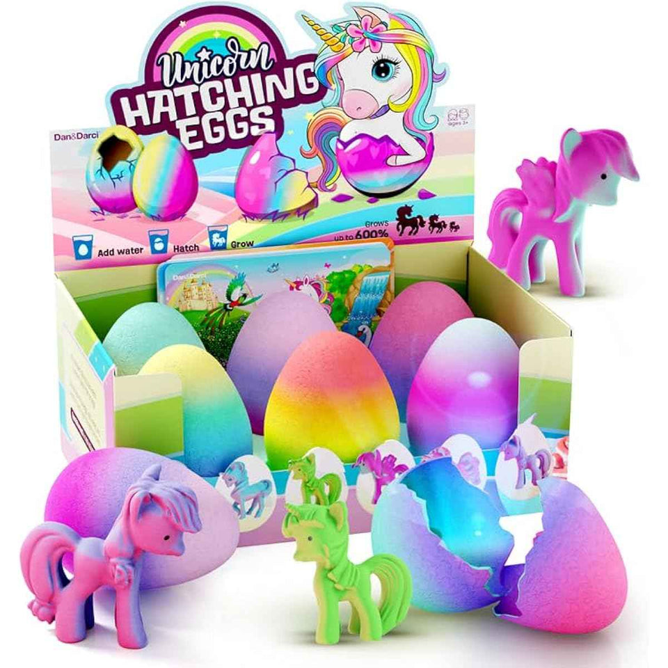 Dan&Darci Unicorn Hatching Surprise Eggs for Kids - 6 Pack - Grows 600% - Basket Stuffers - Easter Toys for Girls 3-8 - Birthday Gift - Party Favors for 3+ Year Old Girl - Gifts for Ages 3 4 5 6 7 8