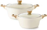 SENSARTE Ceramic Nonstick Stock Pot with Lid, 2.6/4.5/6.6/8.5 QT Soup Pot Casserole Pot, Non-toxic Healthy Pasta Pot, Large Cooking Pot Stew Pot, Induction Compatible, PFOA PFAS PTFE Free, White