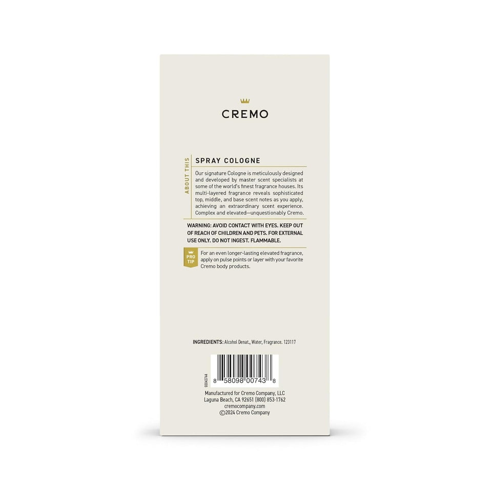 Cremo Cologne for Men - Spice & Black Vanilla Mens Cologne Spray - An Explosion of Vibrant Spices, Dark Woods and Black Vanilla, Fragrances For Men, 3.4 Fl Oz - Cart Shape